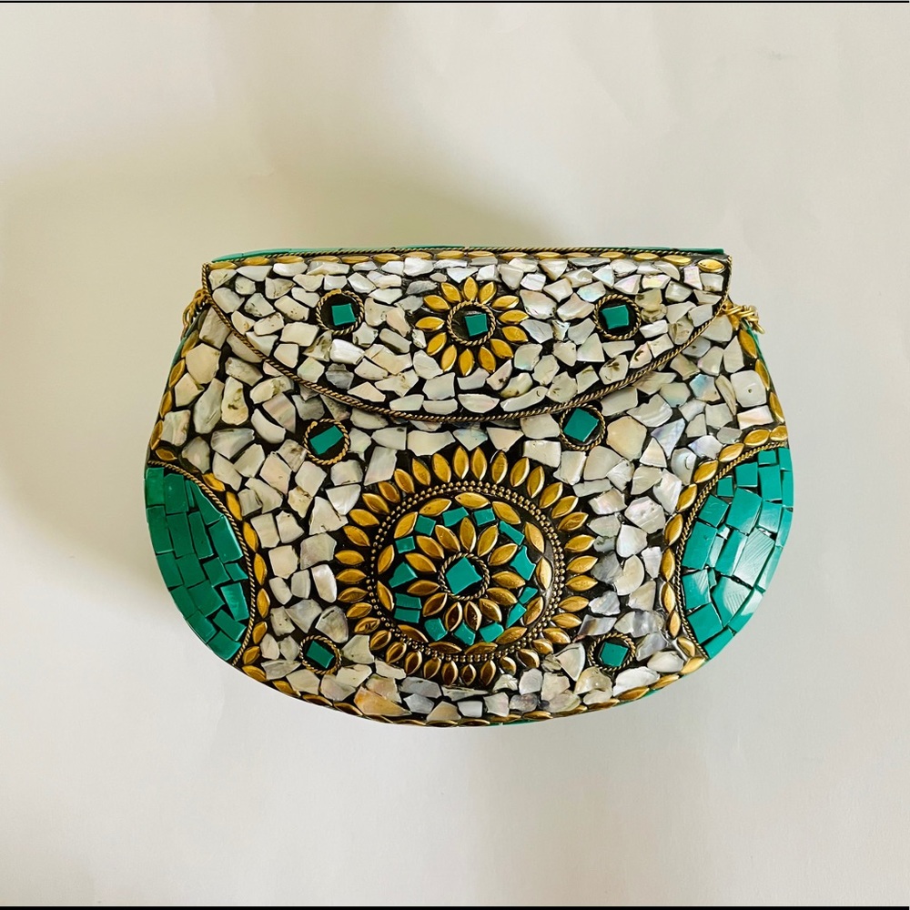 Mosaic Metal Purse Yellow